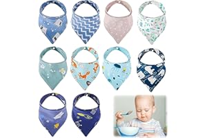 Tyrzol 10 Pack Baby Bandana,Dribble Bibs 100% Cotton Unisex Baby Bibs With Adjustable Snaps for 0-36 Months Newborn and Toddlers for Soft and Absorbent Drool Bibs for Boys Girls Unisex