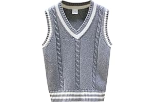 Yishengwan Chaleco de Punto sin Mangas con Cuello en V para Niños y Niñas, Jersey de Uniforme Escolar para 2-15 Años