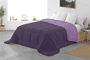 Energy Colors Textil - Hogar - Tokio - Relleno Nórdico 350 gr Reversible Liso Tacto Plumón Microfibra Otoño - Invierno (Morado, Cama 90 (150 x 220 cm))