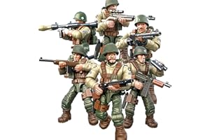 MEIEST Lot de 6 mini figurines militaires de soldat de la Seconde Guerre mondiale, modèle de l'armée avec plusieurs accessoires d'armes militaires, ensemble de cadeaux de fête pour enfants (armée