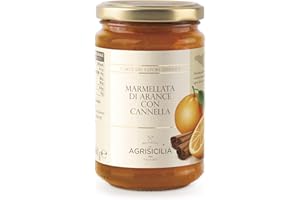Agrisicilia Marmellata di Arance con Cannella dal sapore speziato con frutta di alta qualità vasetto da 360 grammi ottima per colazione e merenda