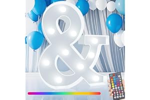 ROMULI Colorful LED Marquee Letter Lights with Remote, RGB Light Up Letters, 34 Colors Changing Battery Powered Letter Lights Gift for Wedding Birthday Party Halloween Christmas Home Decor, LED Letter &