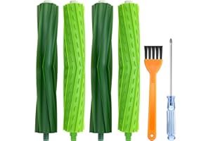 GlasFlength 4 Pezzi Spazzole a Rullo di Ricambio in Gomma Compatibile per iRobot Roomba E I e J Series, Accessori Roller Brush per E5 E6 E7 j7 j7+ j7 Plus i8 i7 i7+ i6 i6+ i4 i4+ i3 i3+ Aspirapolvere