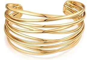 LILIE&WHITE Bracelet Doré Ajustable à Fermeture Coulissante – Bijoux Élégants Hypoallergéniques, Résistant à la Décoloration, Cadeau pour Femme