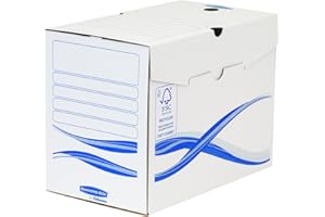Fellowes 4460402 Boîte d'archives Bankers Box Basic A4 montage manuel - Dos de 20cm Blanc/Bleu (lot de 25)
