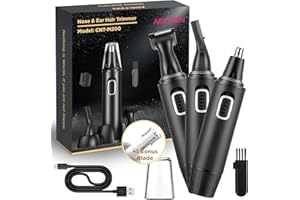 AREYZIN Recargable Cortapelos Nariz,Profesional 3 en 1 Recortador Pelos Nariz,Indoloro Corta Pelos Oreja y Nariz para la cara,la barba y las cejas,IPX7 Impermeable,cuchillas de doble filo