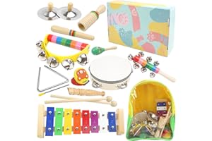 XWCHASA Instrumentos Musicales para bebés, Juguetes Montessori, Instrumentos Musicales de Percusión de Madera de Colores del Arcoíris con Bolsa de Almacenamiento Transparente