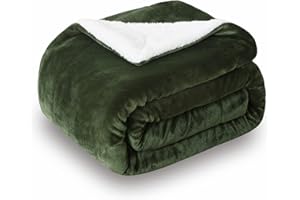 SOCHOW Sherpa Fleece Throw Blanket, Double-Sided Super Soft Luxurious Plush Blanket 150cm×200cm, Olive Green