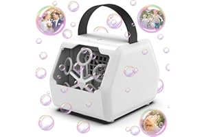 Bubble Machine,HassoKon Professional Bubble Maker Toy 8000+ Bubbles/Min, Electric Bubble Toy for Kids Parties, gathering, birthday, wedding scene, Camping, 2 Speeds, Powered by USB or Batteries(WHITE)
