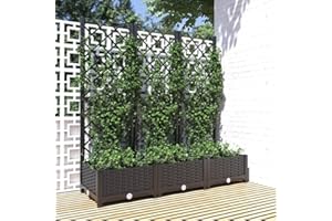 Cozynest Pflanzkübel mit Spalier Schwarz 120x40x121,5 cm PP