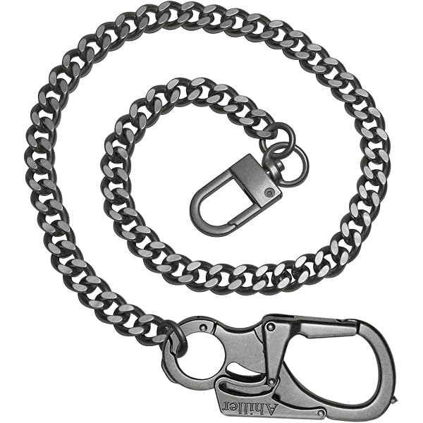 Portafoglio Con Catena In PU E Metallo | Stile Biker Punk | Lunghezza 63 Cm | Colori Nero, Rosso, Bianco, Caffè