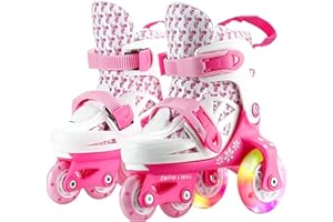 Sumeber Pattini in linea per bambini Tri-line con lunghezza variabile per bambini, per attività all'aria aperta, per interni ed esterni