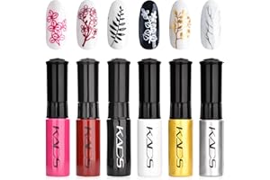 ALEXNAILART Set de Vernis à Ongles 6 Couleurs Estampage Polonais Coloré Vernis Stamping Peinture Détaillée Nail Art DIY Manucure Conception Outil