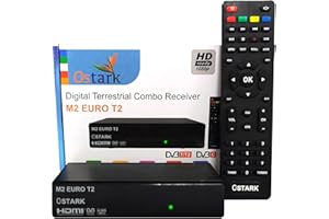 Ostark Euro T2 Receptor Terrestre TDT TDT2 FTA DVB-T2 DVB-C, H.265 HEVC Full HD PVR, Dual USB/LNB para Dos televisiones, SCART, HDMI Coaxial