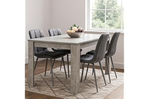 KOSY KOALA Dining Table Set Of 4 Kitchen Dining Table and 4 Grey Tufted Velvet Chairs