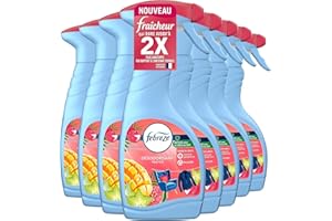 Febreze Spray Désodorisant Textile (500ml x8), Fruits Exotiques, 2 EN 1 Combat Les Odeurs Emprisonnées Dans Les Tissus, Laisse Un Parfum Frais