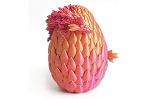 YILCER 3D Printed Dragon Egg, Mysterious Crystal Dragon Egg Surprise Toy, Articulated Crystal Easter Eggs with Dragon Inside (A - Red Gold)
