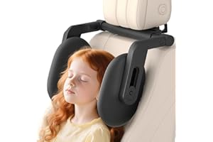 oasser Poggiatesta Auto Bambino 360 Gradi Regolabile in Pelle Traspirante Supporto Testa Auto per Bambini A13 Nero