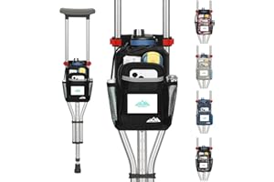 ‎SUPREGEAR supregear Krücken Tasche, Große Kapazität Krücken Organizer mit Getränkehalter und Mehreren Taschen, wasserdichte Gehhilfen Tasche, Schwarz