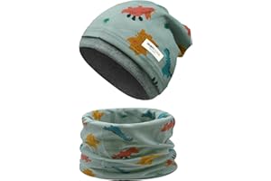 Enwokran Enfants Garçons Filles Bonnet écharpe Tube Set Différents Motifs Matériau Doux Stretch Entretien Facil pour 3-8 Ans
