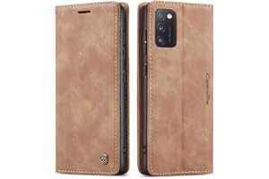QUQUCHENG123 Ququcheng Schutzhülle kompatibel mit Samsung Galaxy A41, Schutzhülle aus Leder, Flip-Case mit Magnetverschluss, Braun
