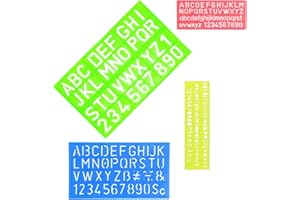 ANYUANKW 4Pcs Pochoir de Lettre et Chiffre,Pochoirs Alphabet Réutilisable en Plastique,Lettres Dessin Règle pour Tous Les Enfants,Cadeau de Idéal,Multicolore