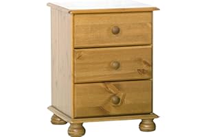 DOGAR Moblit Mesita de Noche con Tres Cajones Realizada en Madera de Pino Maciza, Color Miel Serie Canet Medidas (55x48x34) cm. (altoxanchoxfondo) Robusta y Duradera para Salón y Dormitorio