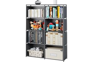 MOYIPIN 8-Cube Storage Shelves, Portable Bookshelf, Closet for Family Study, Organiser Rack, Cabinet in Living Room, Easy to Assemble Grey
