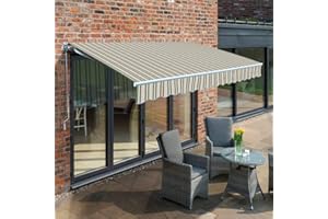 Primrose 3.0m Electric Awning - Multi Stripe Mayfair DIY Patio Awning Gazebo Canopy (9ft 8") Complete with Fittings and Winder Handle