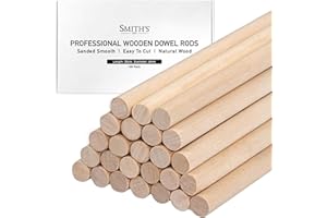 SMITH'S 2015 Wooden Dowel Rods by Smith’s® (100 Pack / 30cm x 6mm) | Unfinished, Natural, Organic Wood Sticks | FSC Approved | Perfect for Craft Projects, DIY, Art Works, Woodcraft, & More!