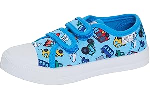 SCRUFFYTED Kids Canvas Shoes Boys Trainers Girls Pumps Unisex Easy Fasten Plimsolls Casual Shoes