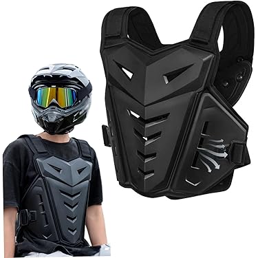 NOENNULL Borst Armor Motorfiets Armor Body Guard Vest, Dirtbike Rijden Off Road Racen Fietsen Skiën Motocross Volwassen Kinderen Beschermer Jassen voor Straatfiets, Heren Terug (Wit