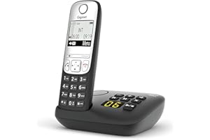 Gigaset A690A Easy to use Cordless DECT Home Telephone with Answering Machine, Speakerphone,Nuisance call block, home office. Single Handset, Silver/Black (Single)