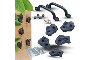‎SPIELTURMKING Spielturmking® Klettergriffe Kinder Set: 5 Klettersteine Kinder in Grau, 2 Haltegriffe, Kletterwand Zubehör - Klettersteine Grau für Indoor & Outdoor Kletterspaß & Spielturm Zubehör