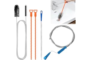 WJMY 5 unidades de limpiador de desagües en espiral, limpiador de drenaje de 79 pulgadas, cepillo de limpieza de tuberías de doble cabezal de 61 pulgadas, cepillo de desagüe para fregadero, espiral