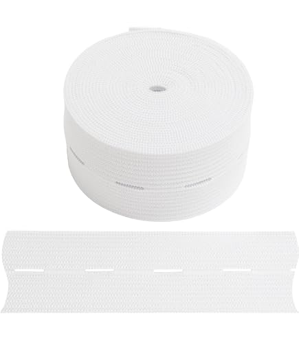 Nadisean 16M Elastico per Cucito, 20mm Fascia Elastica, Fascia da Cucito Piatta con Asole, Fettuccia Elastica, Elastico per Pantaloni Stringe la Vita per Vestiti, Parrucche, Cinture