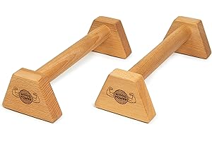 ‎WOODPOWER WOODPOWER® PowerBars Wooden Parallettes for Pushups, Handstands, Yoga & Calisthenics, Non-Slip, for Indoor & Outdoor, Joint-friendly, Body Weight Training (XS Long, Classic)