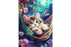 CEOVR Diamond Painting Gatos,5D Diamond Painting Kit Animales,Pintura de Diamantes Arte 30x40 cm,Flores y Mariposas DIY Diamond Art Kits Adulto Principiante