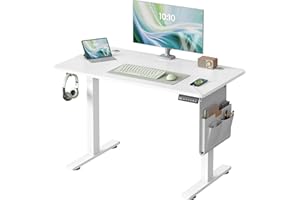 VASAGLE Electric Standing Desk, Height Adjustable Desk, 100 x 60 cm, Continuous Adjustment, Spliced Tabletop, 4 Memory Heights, Matte White LSD130WZ02
