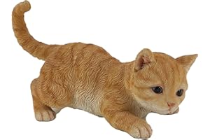 G&H DECOR Statua realistica in poliresina con gatto tabby arancione - Statuetta dipinta a mano - Dettaglio intricato - Uso interno o esterno - Ornamento per prato animale resistente al gelo e allo sbiadimento