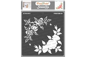 ‎CRAFTREAT CrafTreat Mehrlagige Blumen schablonen zum Basteln Wiederverwendbar Vintage-Stufige geschichtete Rosenecke - Größe(15 x 15 cm)-Rosenschablonen zum Malen auf Beton, Leinwand Stoff, Papier und Wand