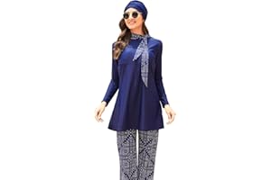 IBTOM CASTLE Modest Muslim Swimming Costume for Women Long Sleeve Full Cover Bathing Suit Athletic Shirt Pants Islamic Hijab Swimwear 3pcs Set Lady Rash Guard Arabic Burkini Beachwear