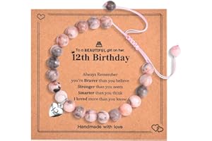 USEEDOVIA 10/11/12/13/14/15/16/17/18th Birthday Gifts for Girls, Pink Zebra Bracelet Adjustable with Heart Number Charms for Girls, Special Present for Daughter Niece Sister Friend Teen Girls (Gift Box Given)