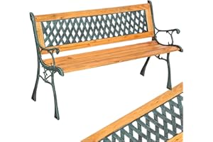‎TECTAKE tectake® 2-Sitzer Gartenbank wetterfest, Gartenbank Holz im Landhausstil für Wintergarten Möbel, als romantische Balkonbank, Holzbank Garten, Gartenmöbel Bänke 128 x 51 x 73 cm