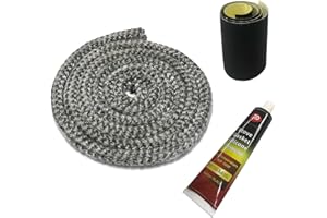PROTALWELL Wood Stove Gasket, 12mm(1/2") Wood Stove Door Gasket Kit, High Temperture Resistant Gasket Rope Replacement for Woodstove or Fireplace Doors, Grey Color, Fiberglass Material, Length 1.8m(72")