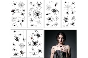 DOKEI 100 piezas Tatuajes Temporales Arañas Halloween Pegatinas Tatoo Adultos Telarañas Calcamonias Tatuajes Niños para Mascarada Carnaval Maquillaje Disfraz Cosplay Regalo Fiesta de Horror