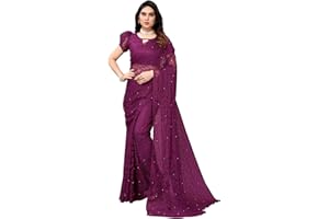 FASHIONZAADI Indischer Damen-Sari mit Bluse, Brautschmuck, Hochzeitskollektion, Bollywood-Party, Sari für Damen