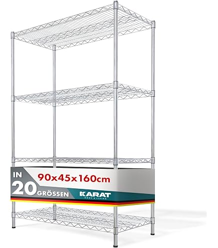 Étagère Rangement Everest Floordirekt - 3 Étagères 70kg - Chrome 60x35x90cm - Cuisine/SDB