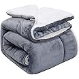 VAS Collections® All Season Flannel Sherpa Throw Blanket | Throw 150 X 110 cm, Grey, Reversible