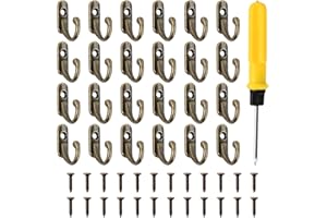 Tibapla 24 Pezzi Ganci a Vite Vintage in Bronzo, Ganci Appendiabiti da Parete Antichi, Ganci Appendi Singolo in Ottone per Camera da Letto Cucina Bagno, Piccoli Ganci per Cappelli Chiavi Borse